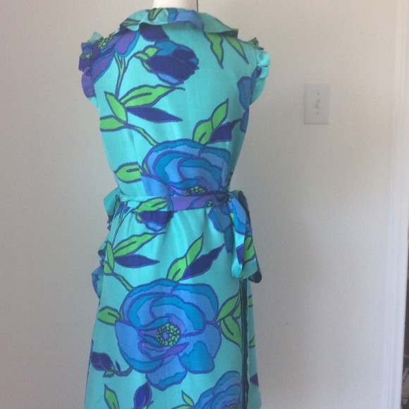 Kate Spade Turquoise Floral Wrap Dress / Size 8 - Picture 7 of 12